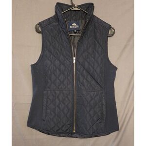 British Khaki Quilted Full Zip Vest Women's Size Small Navy